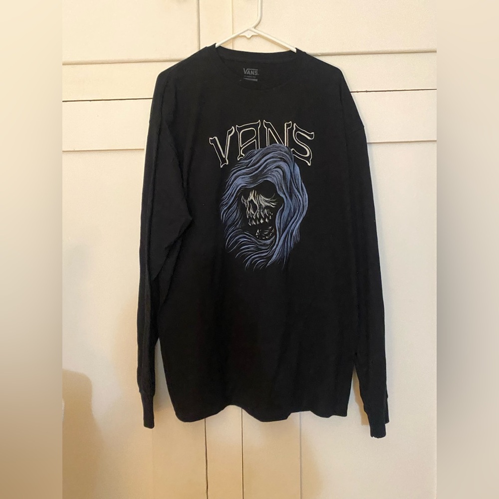 Vans Black and Blue Skull Graphic Long Sleeve Tee - Picture 5 of 6